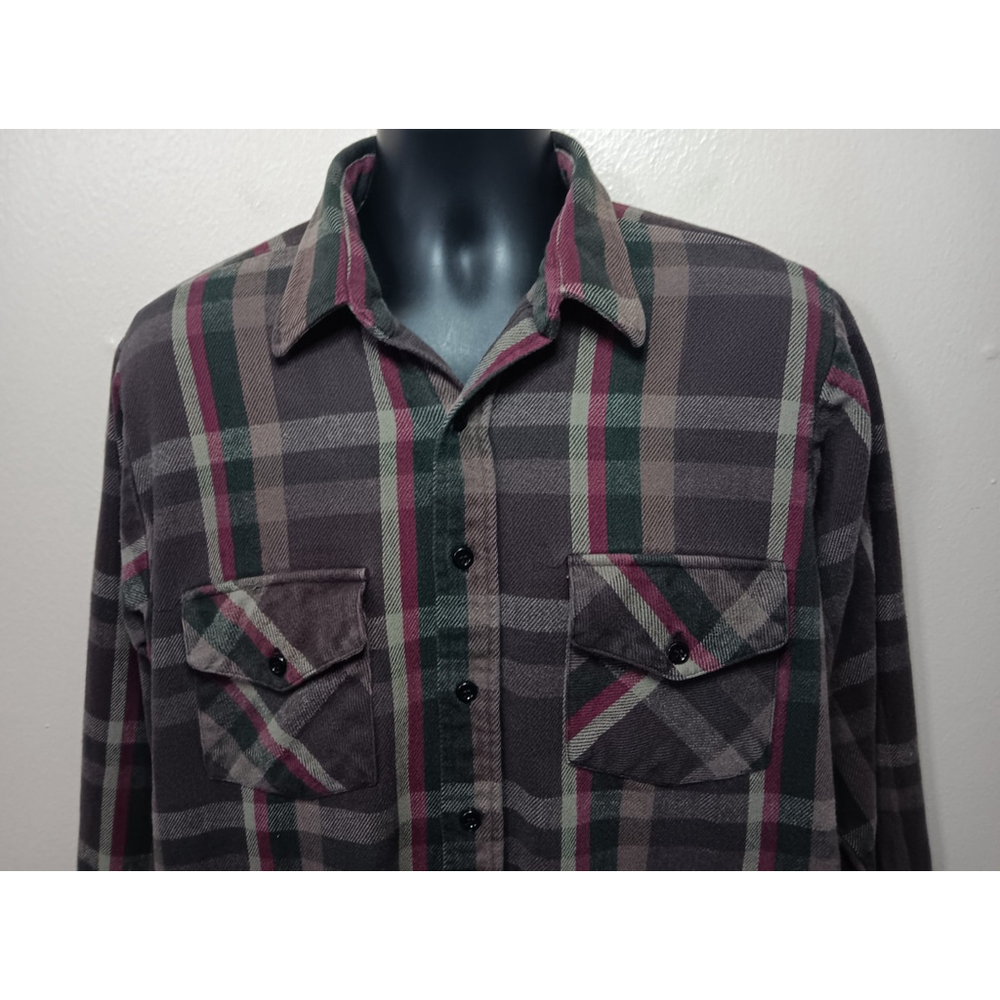 Vintage 80s 90s Winter Run Men’s XL Shirt Plaid Flannel Button Up Brown USA - Picture 2 of 8